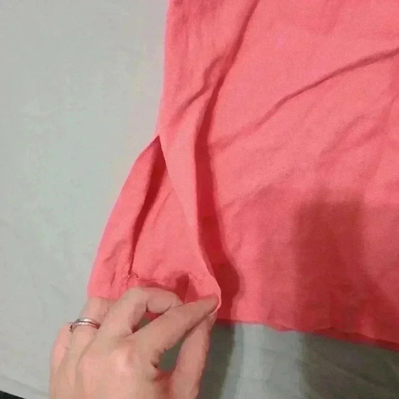 Zara Basic Women's Size L Pullover Tunic Pink 3/4 Sleeve V Neck Side Split - Picture 2 of 7